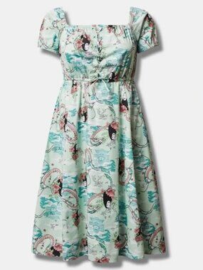 NWT Torrid skater dress 2 Studio Ghibli Spirited Away green midi square neck